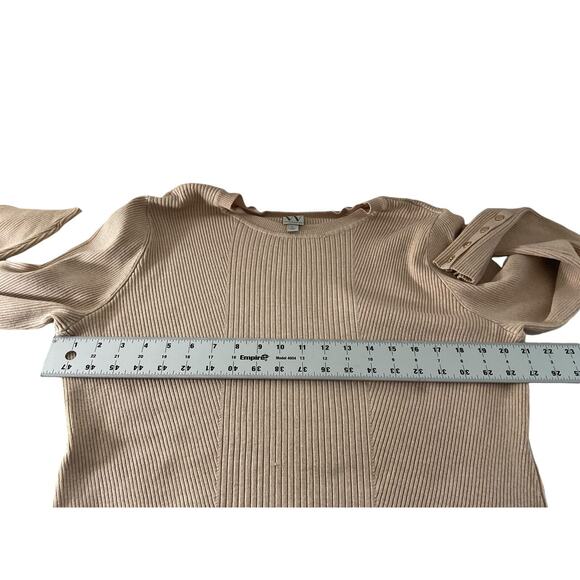 Worthington Women’s XL Pink Peach Sweater Ribbed Knit Long Sleeve Button Cuffs - Picture 4 of 11